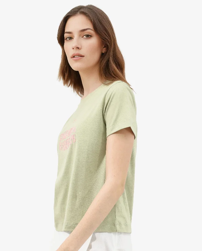 Rareism Women'S Erin Light Green Cotton Poly Fabric Short Sleeve Crew Neck Solid T-Shirt