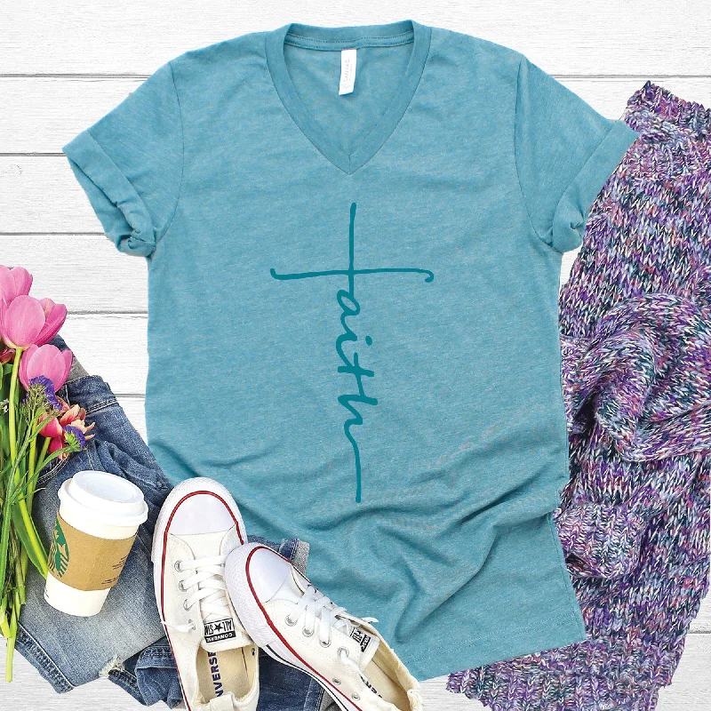 Faith Cross V-Neck Tee