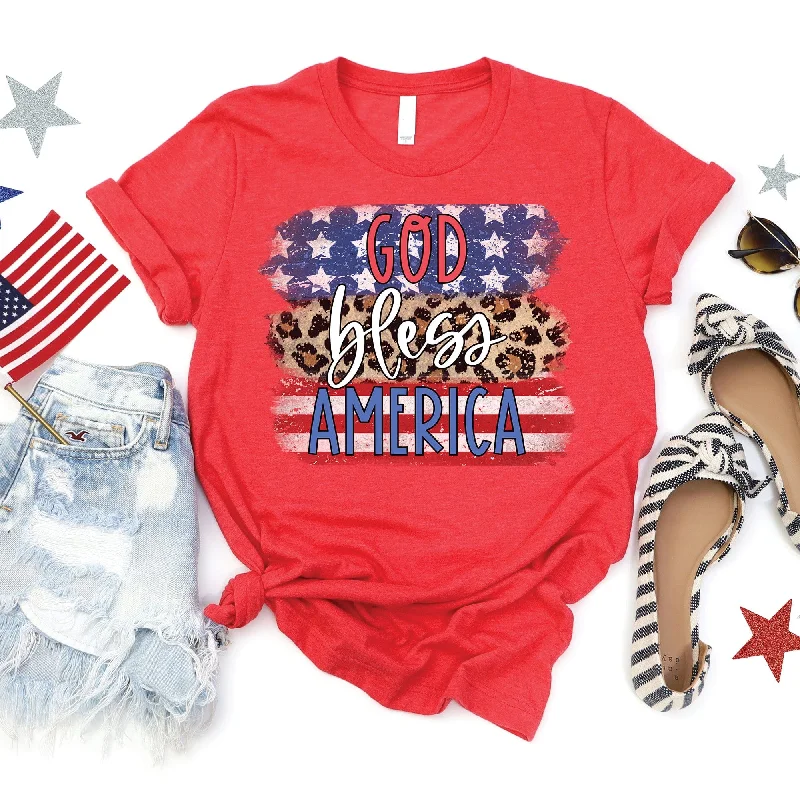 God Bless America Leopard Tee