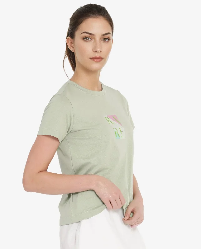 Rareism Women'S Hanna Pastel Green Cotton Poly Fabric Short Sleeve Crew Neck Solid T-Shirt