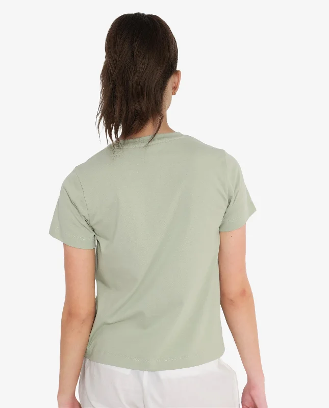 Rareism Women'S Hanna Pastel Green Cotton Poly Fabric Short Sleeve Crew Neck Solid T-Shirt