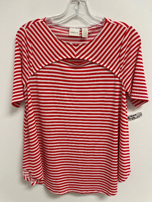 Red & White Top Short Sleeve Chicos, Size S