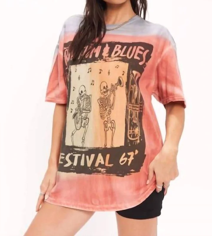 Rhythm & Blues Relaxed Tee In Pink