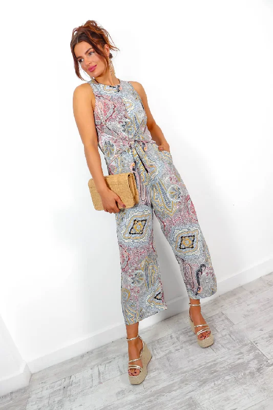 Cut You Off - Multi Paisley Culotte Jumpsuit