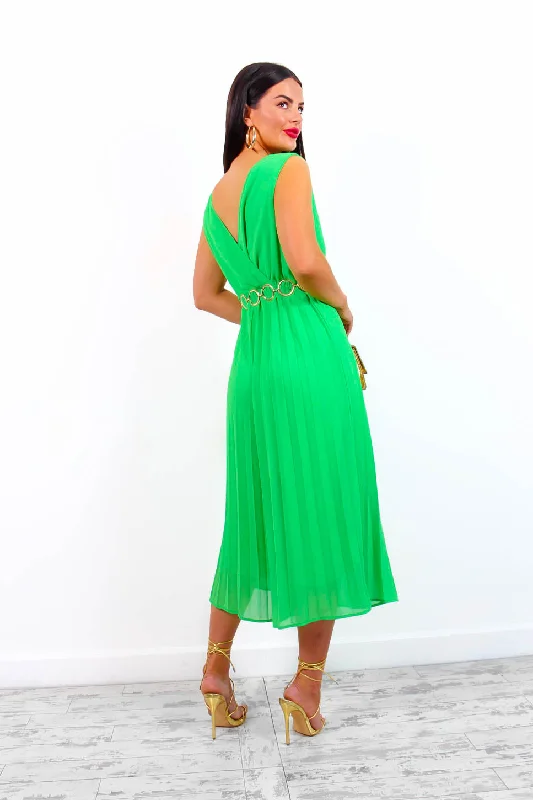 Shes A Classic - Green Pleated Jumpsuit