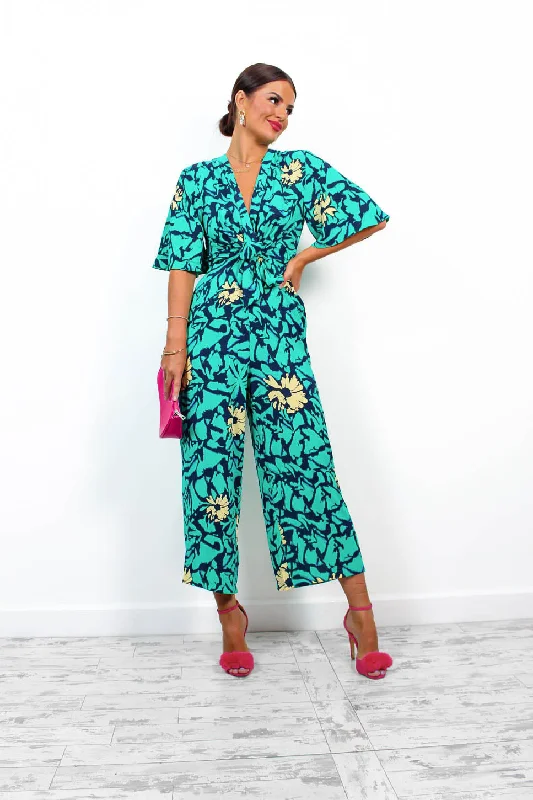 Knot Basic - Green Multi Floral Jumpsuit