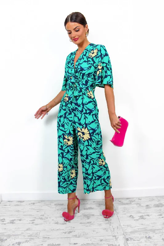 Knot Basic - Green Multi Floral Jumpsuit