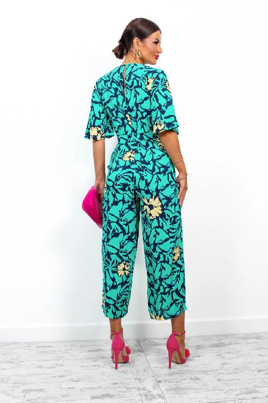 Knot Basic - Green Multi Floral Jumpsuit