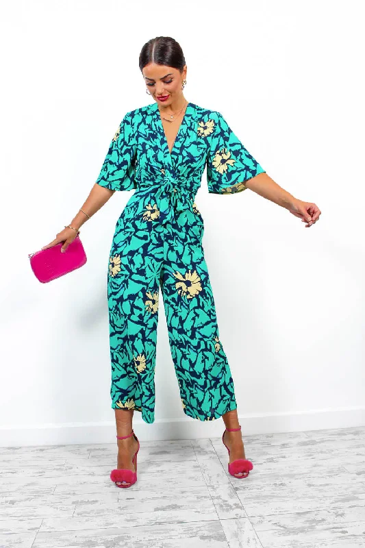 Knot Basic - Green Multi Floral Jumpsuit