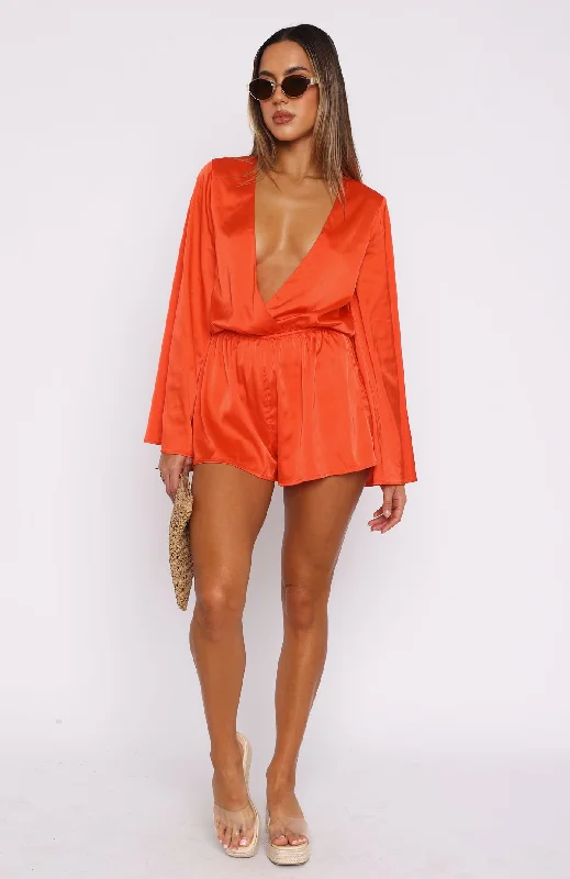 Old Rules Long Sleeve Playsuit Chilli