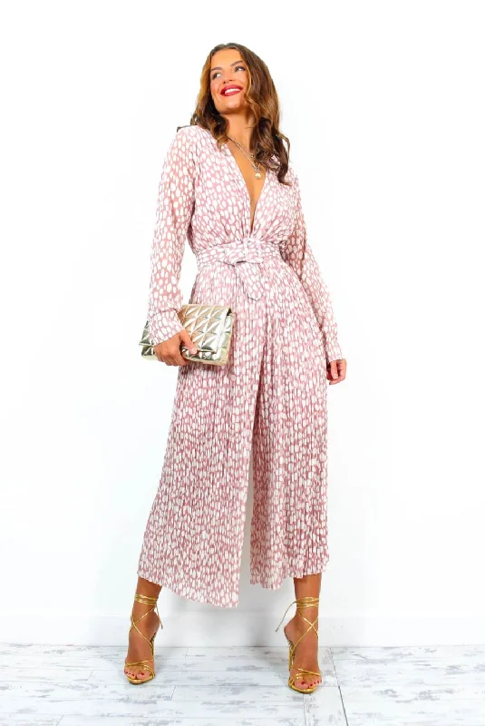 The Pleat Is On - Blush Print Jumpsuit