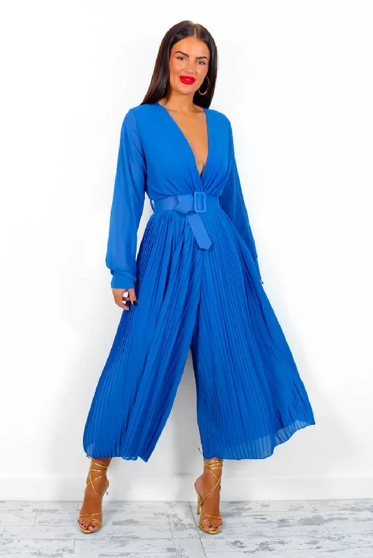 The Pleat Is On - Cobalt Pleated Jumpsuit