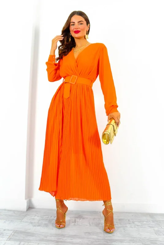 The Pleat Is On - Orange Pleated Jumpsuit