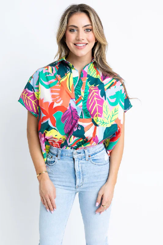 Birds of Paradise Vneck Collar Top