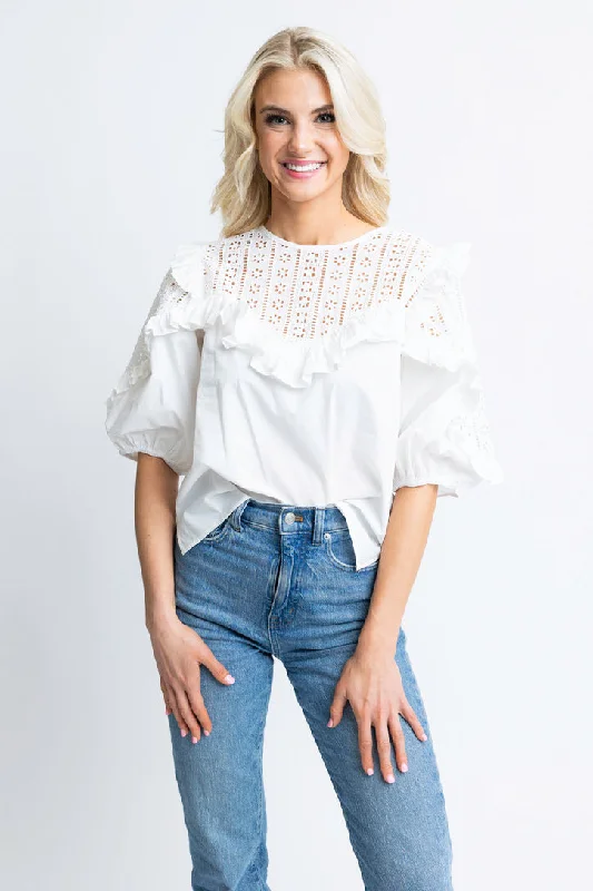 Eyelet Poplin Novelty Top