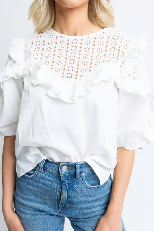 Eyelet Poplin Novelty Top