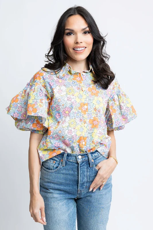 Floral London Ruffle Top