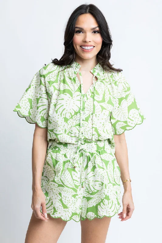 Palm Leaf Ibiza Vneck Top