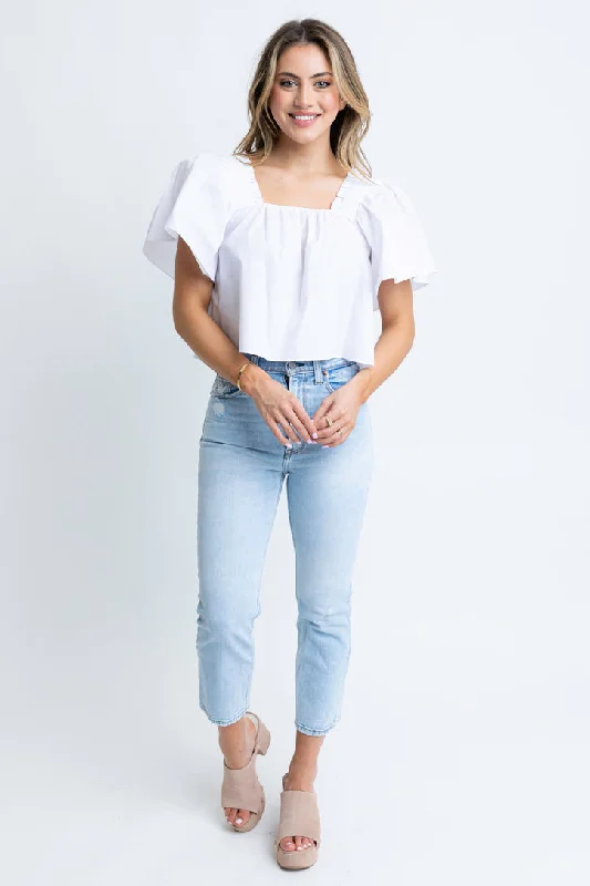 Poplin Square Neck Top