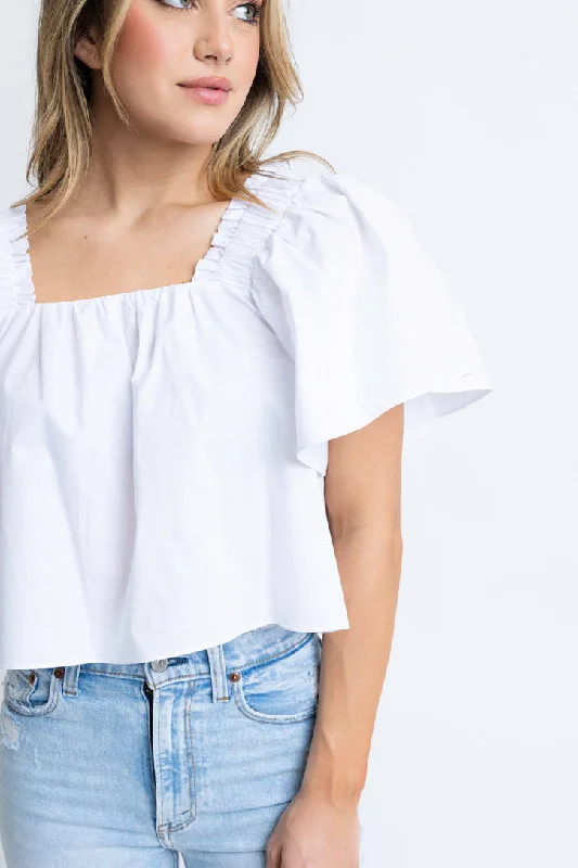 Poplin Square Neck Top