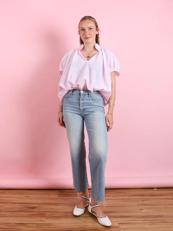 Seersucker Aubrey Top in Pink