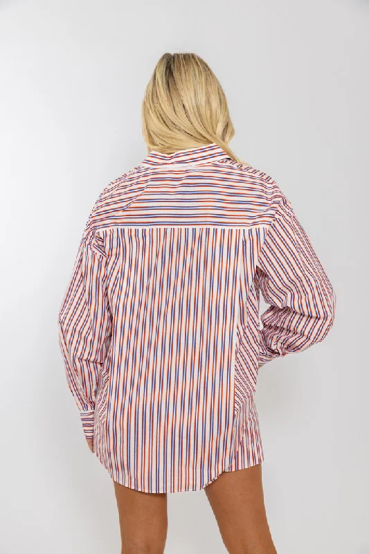 Stripe Poplin Button Up Top