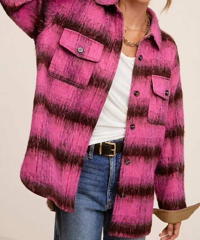 Brushed Mohair Jacket In Pink Brown