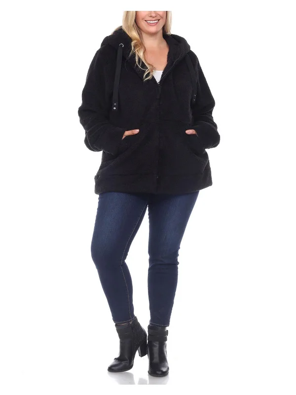 Plus Womens Sherpa Hooded Fleece Jacket