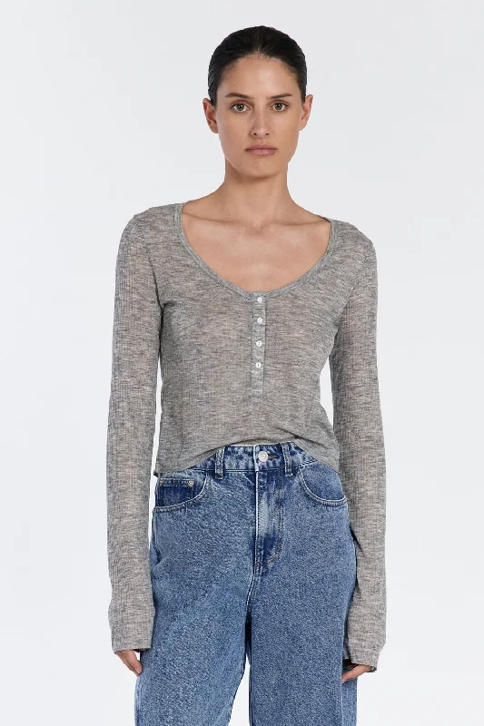 ARDEN GREY MARLE LONG SLEEVE TOP