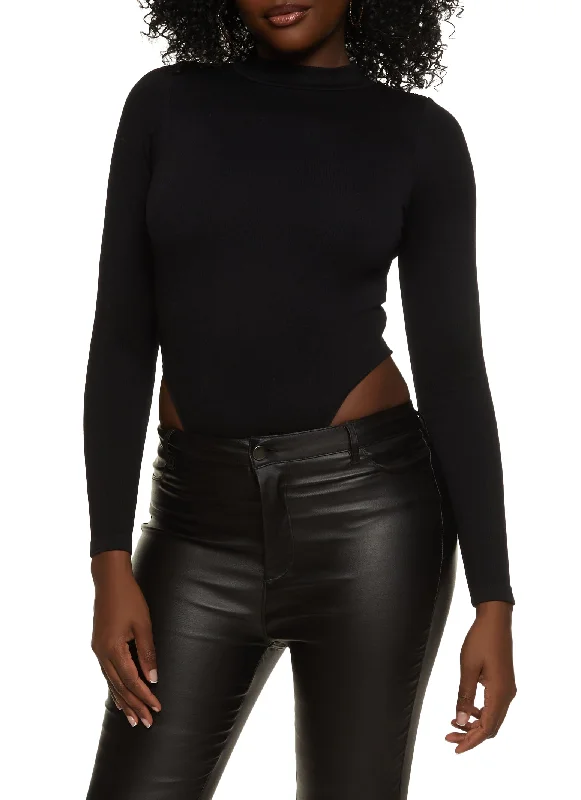 Ribbed Mock Neck High Cut Seamless Bodysuit