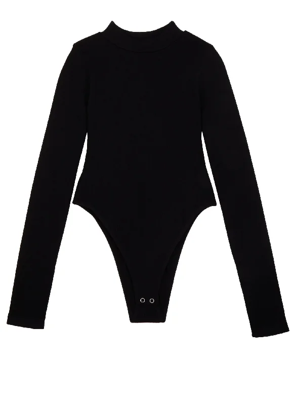 Ribbed Mock Neck High Cut Seamless Bodysuit