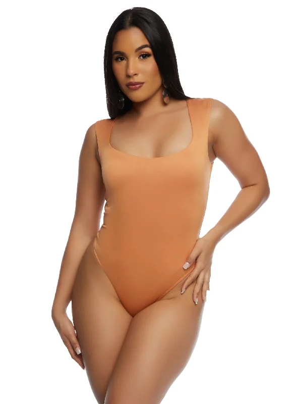 Haute Monde Solid Square Neck Bodysuit