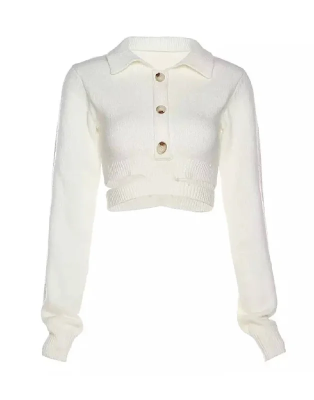 Cropped Cut Out Collar Sweater