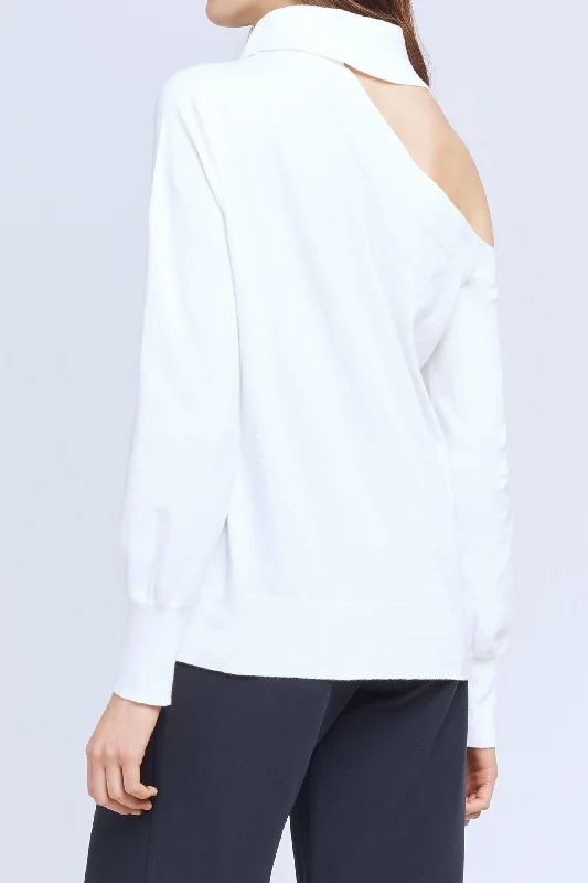 Easton One Shoulder Sweater in Ivory