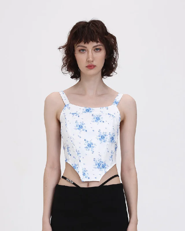 Floral Blue-quet Corset Top