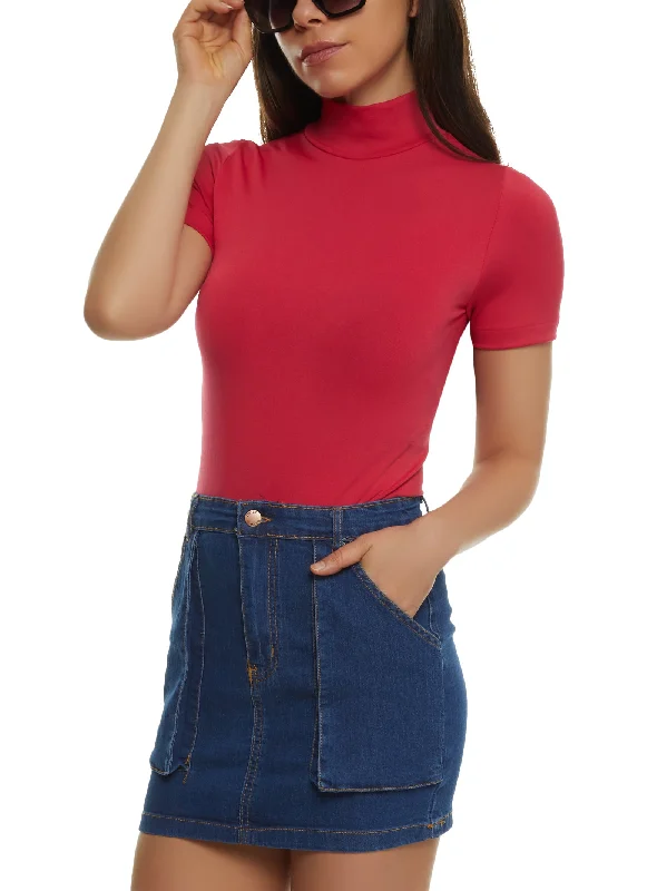 Mock Neck Seamless Short Sleeve Bodysuit