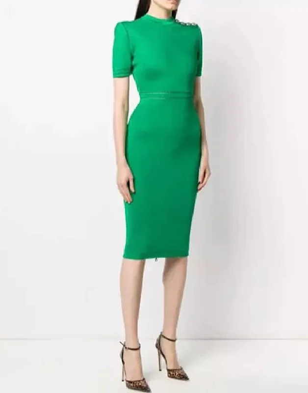 Green Knitted Bodycon Dress