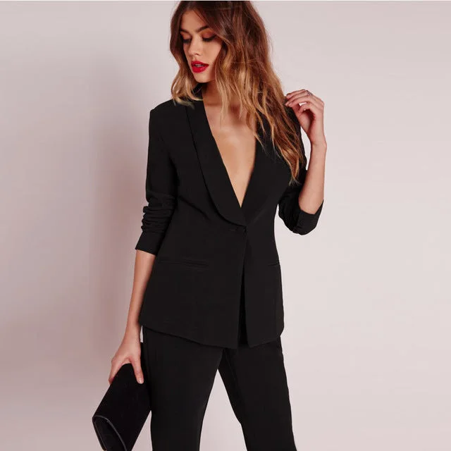 Solid Black Women Blazer