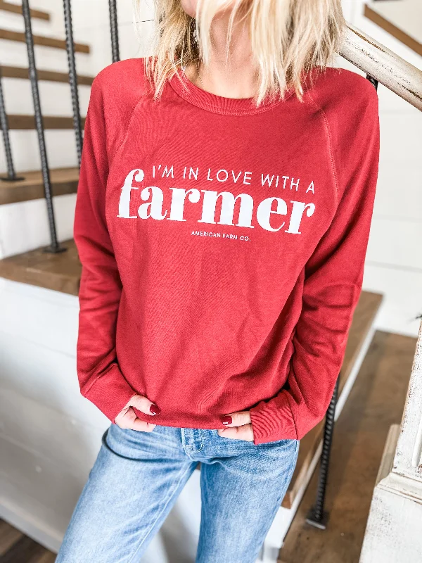 'I'm in Love with a Farmer' Cherry Crewneck