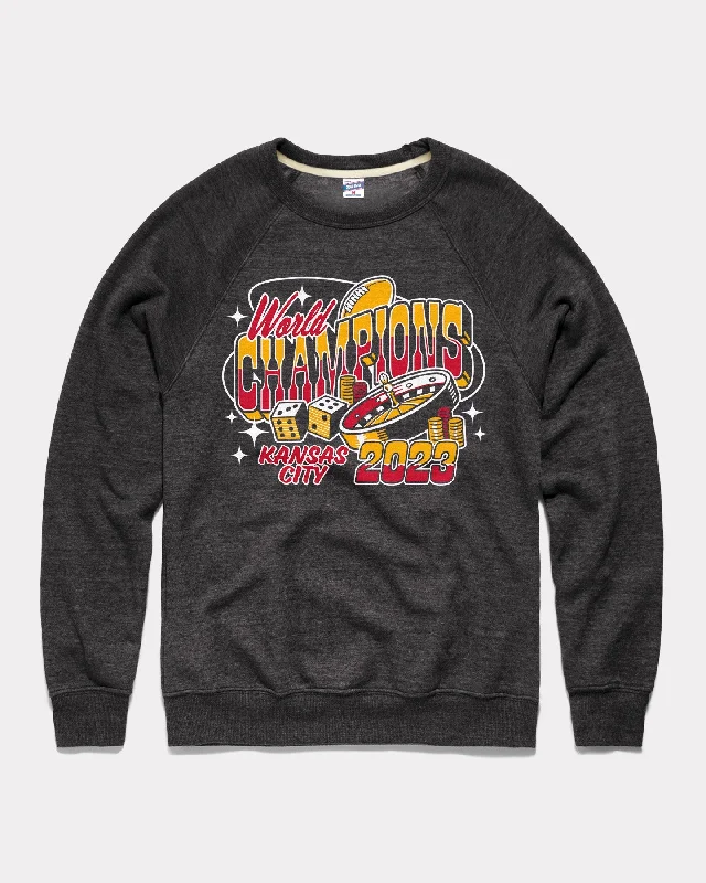 KC Football World Champs Casino Black Crewneck