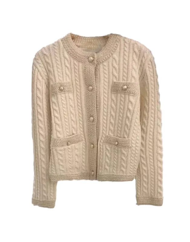 Knitted Cardigan With Pearl Buttons