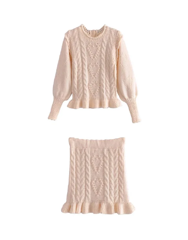 Knitted Pullover and Short Skirt Set