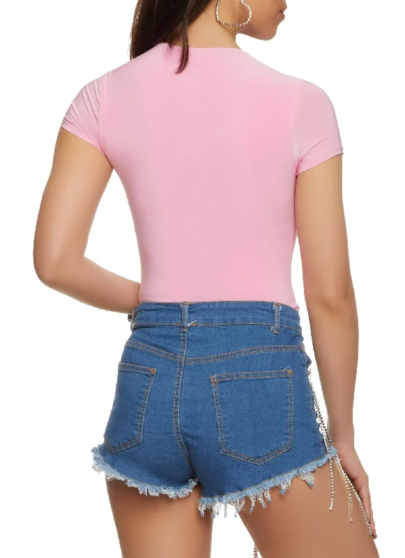 Spandex Crew Neck Short Sleeve Bodysuit