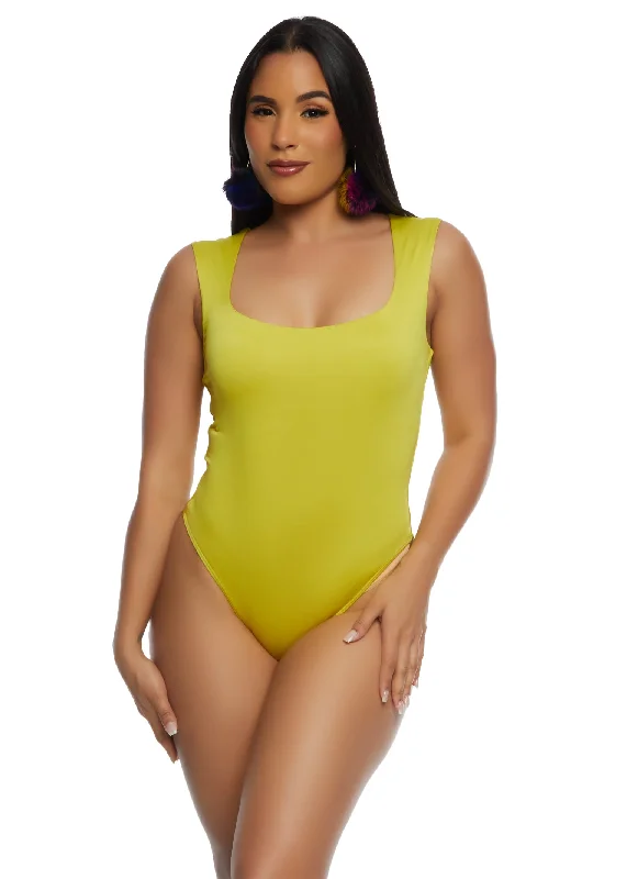 Haute Monde Solid Square Neck Bodysuit