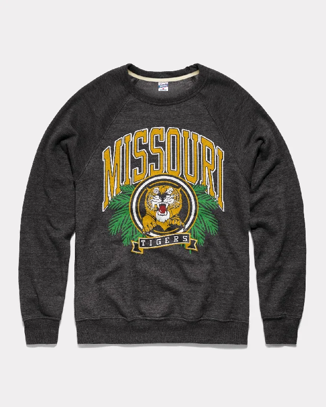 Missouri Tigers Frond Laurel Black Crewneck