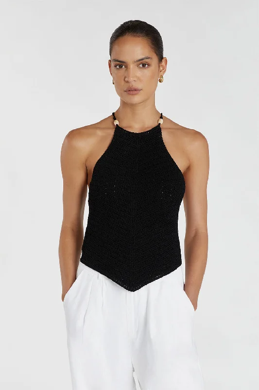 MORGAN BLACK CROCHET TOP