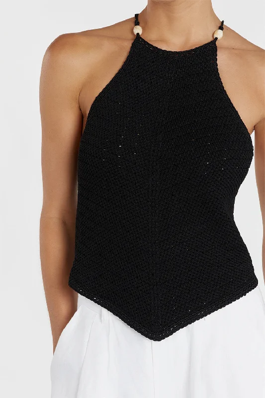 MORGAN BLACK CROCHET TOP