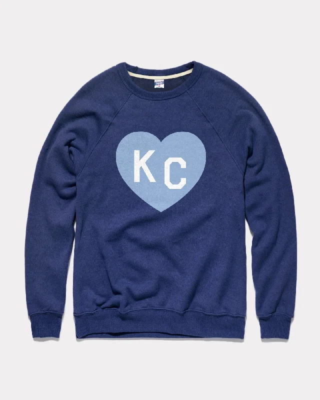 Navy and Light Blue KC Heart Crewneck