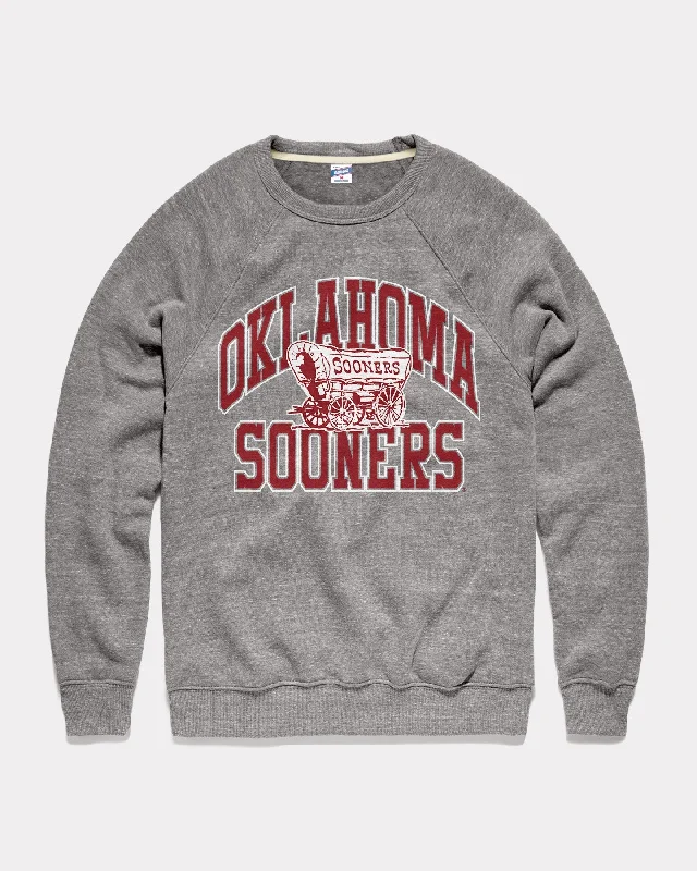 Oklahoma Sooners Mascot Arch Vintage Grey Crewneck