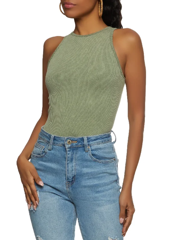 Seamless Ribbed High Neck Bodysuit